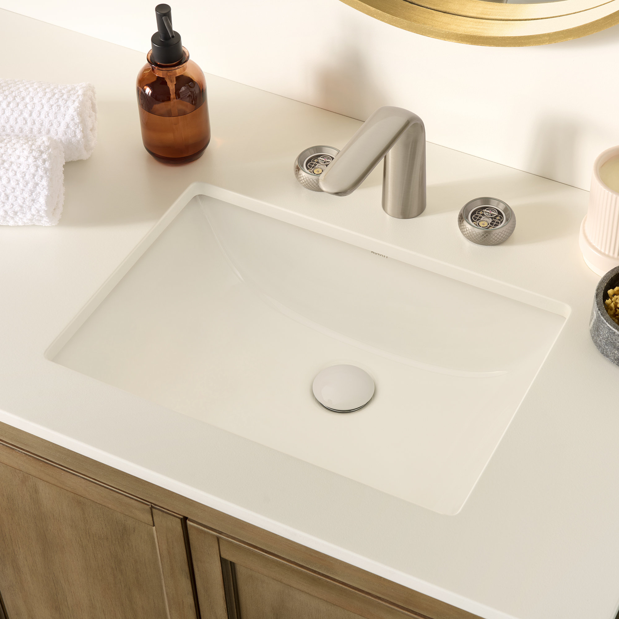 Ruvati Undermount Bathroom Vanity Sink White Rectangular Porcelain